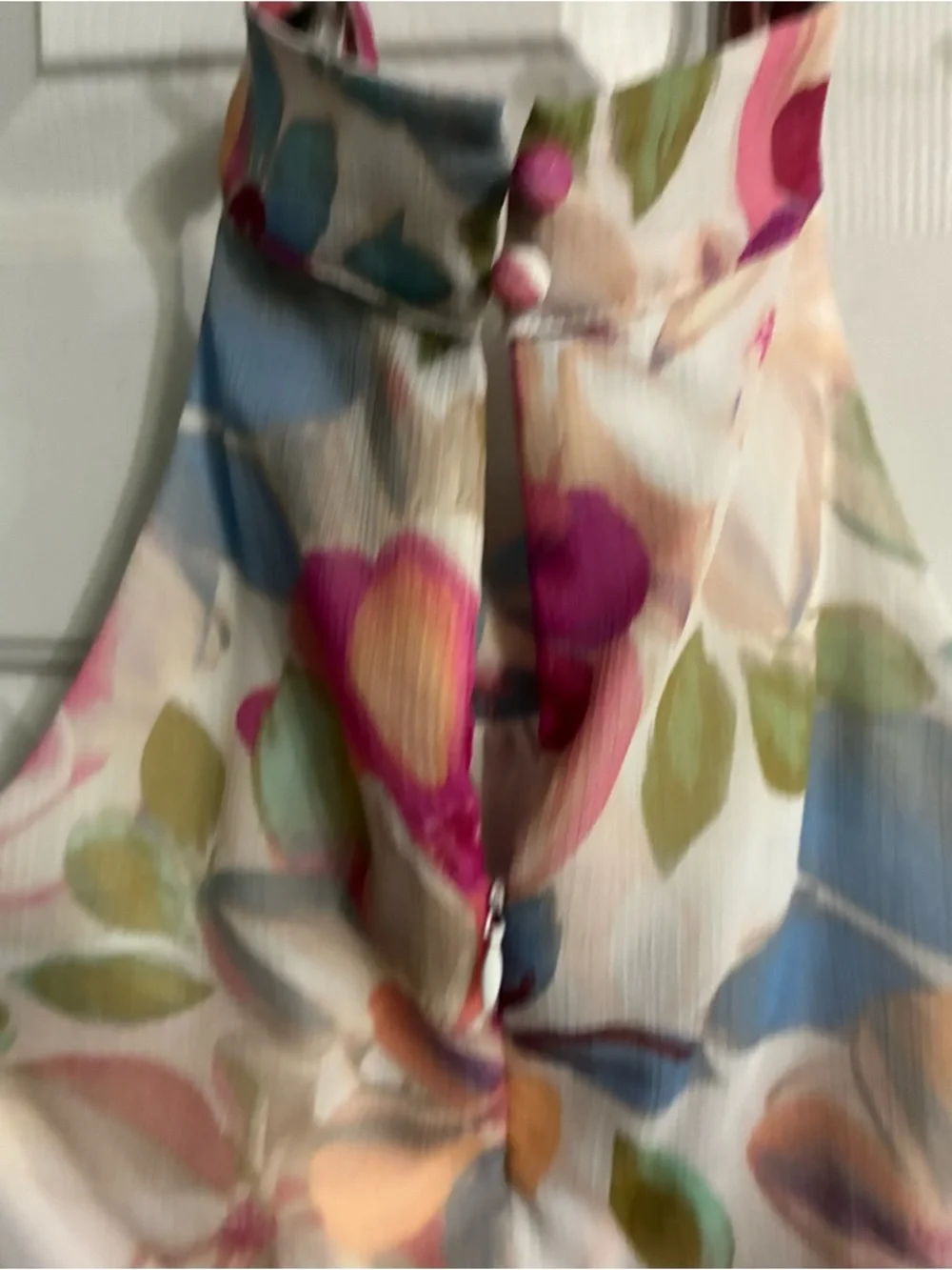 Calvin Klein Floral Print Dress in Cream with Pink and Peach